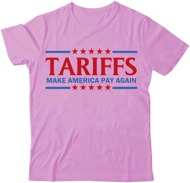 Мужская футболка с графическим принтом Tariffs Make America Pay Again, Pink