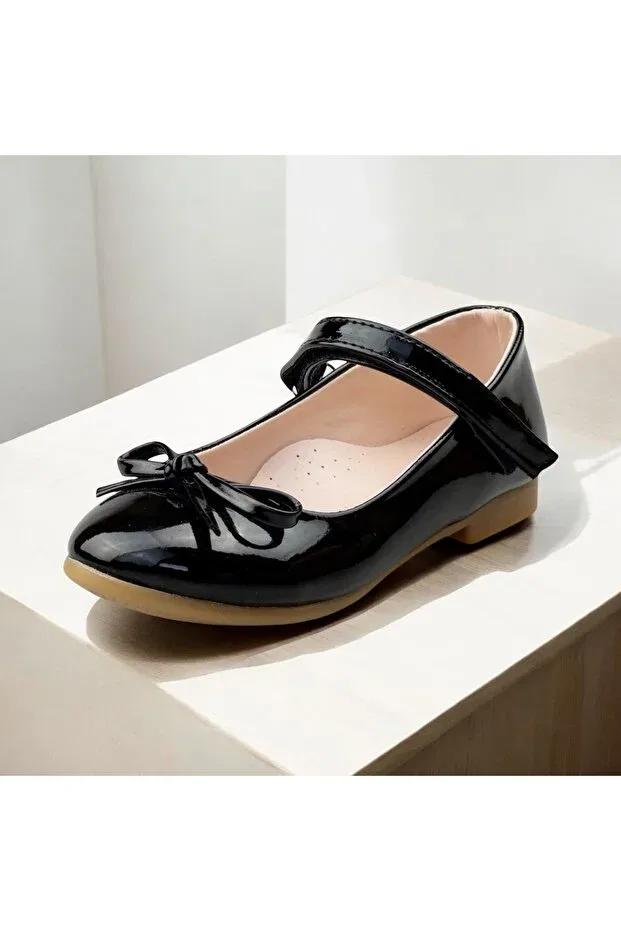 Детские балетки для девочек с ортопедической стелькой Jojo Kids, Black Patent Leather — фото 3