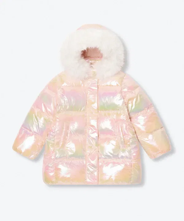 Пуховик из искусственного меха с блеском, Musinsa Standard Kids, розовый — фото 3