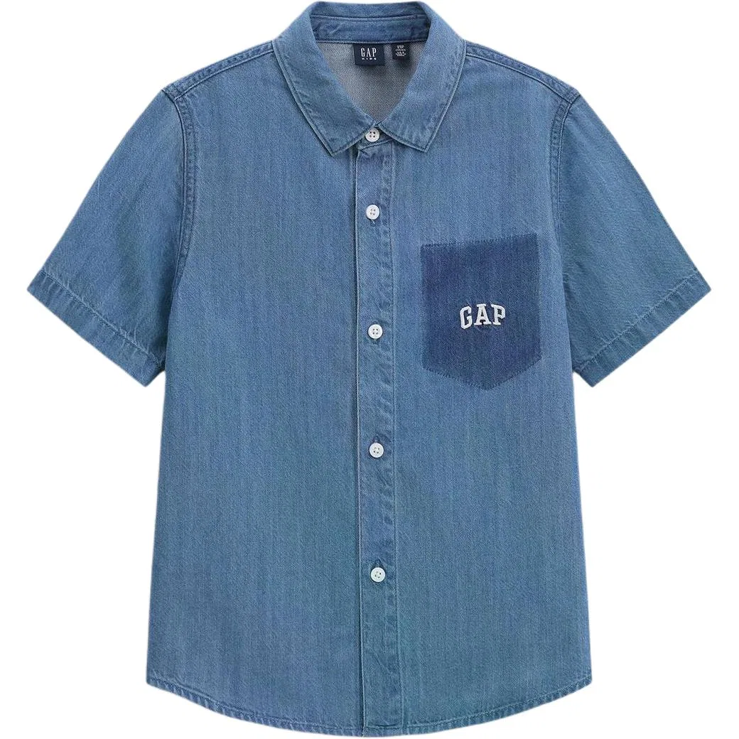 Детская рубашка повседневная с отложным воротником GAP, Цвет Dark Indigo