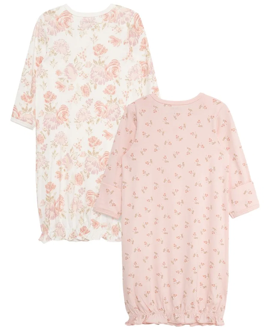 Комплект детских ночных рубашек с длинным рукавом, с принтом Little Me, Pink Floral — фото 2