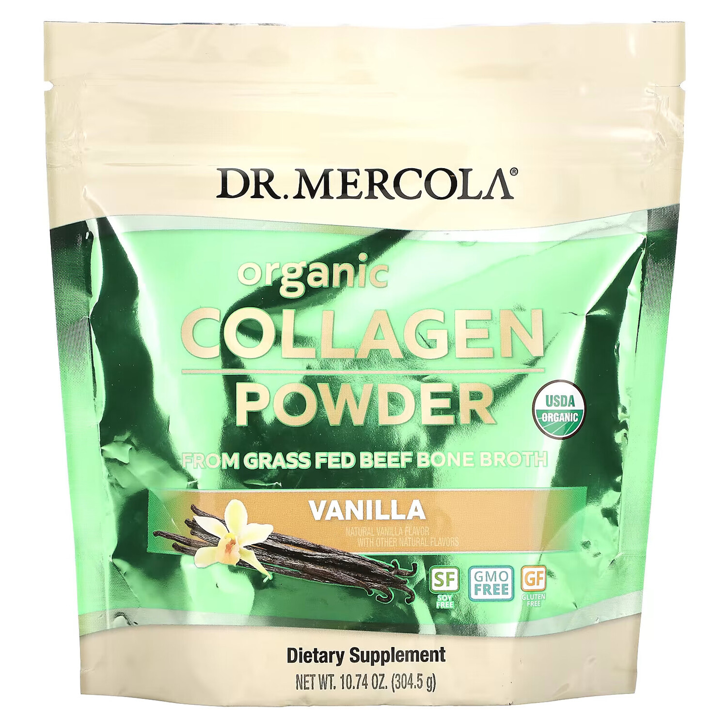 

Dr. Mercola, Органический порошоки из коллагена, ваниль, 304,5 г (10,74 унции)