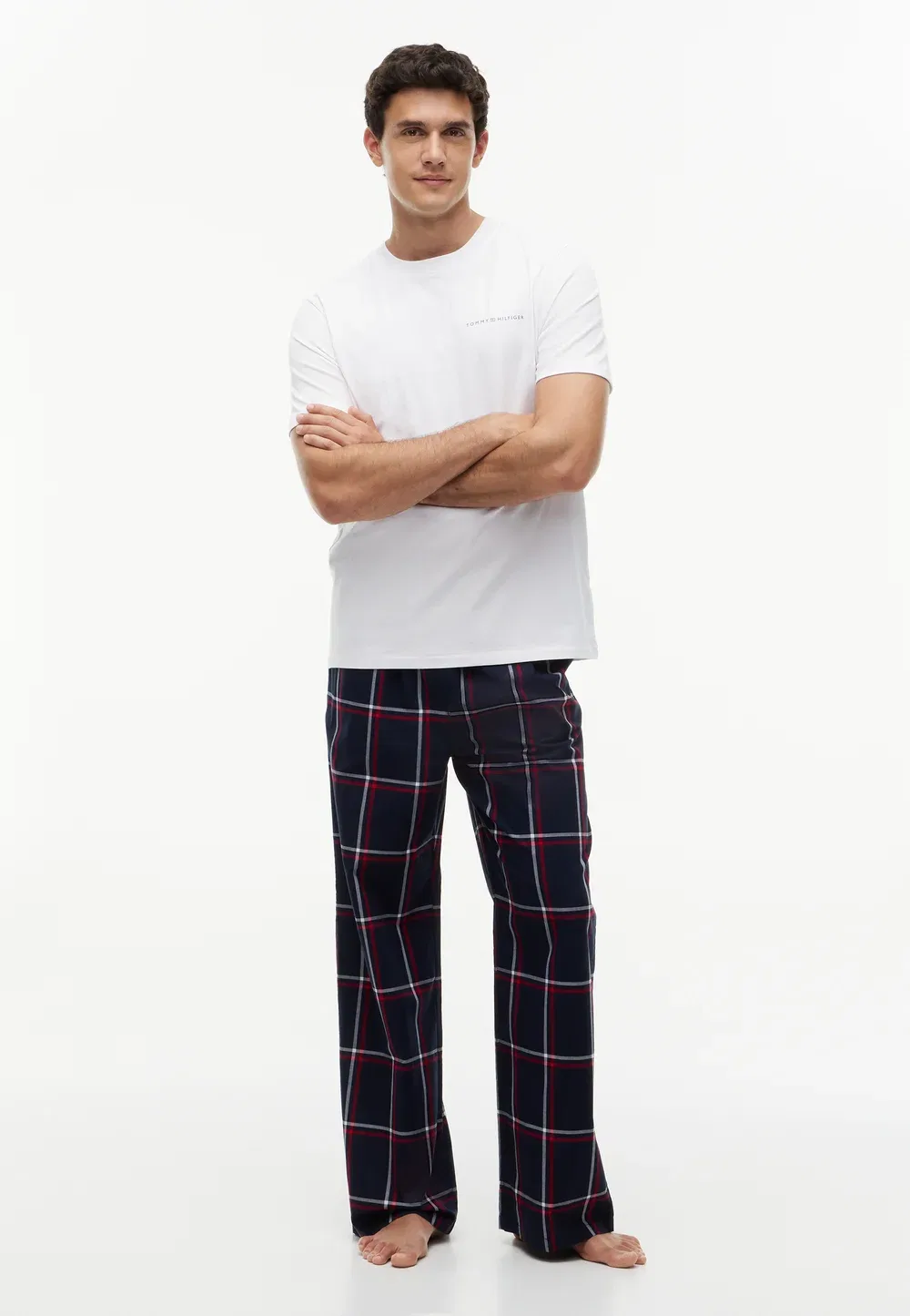 Оригинальные пижамные штаны с принтом в виде брюк Tommy Hilfiger, Windowpane — фото 2