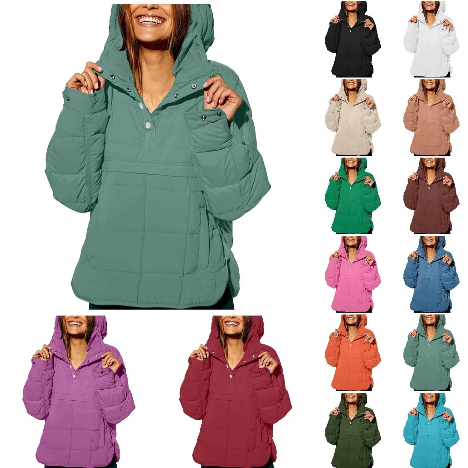 Женское зимнее пальто с капюшоном, Dark Green