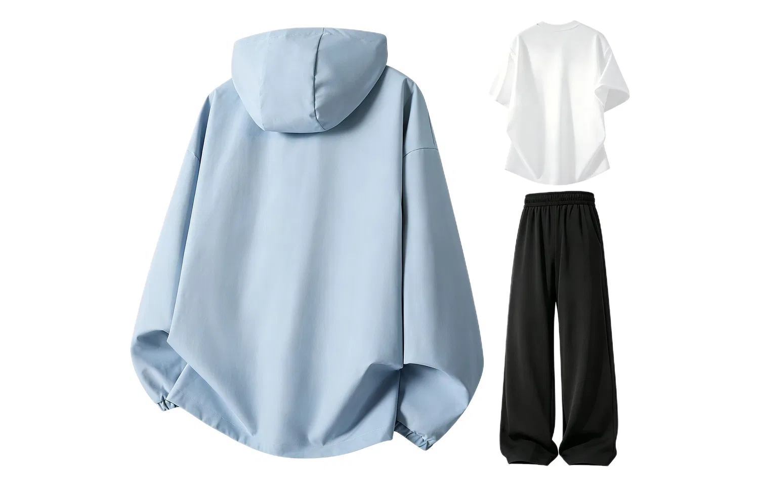 Детский спортивный комплект из худи и брюк с капюшоном, 3 предмета, Sky Blue White Black, WARRIOR — фото 3