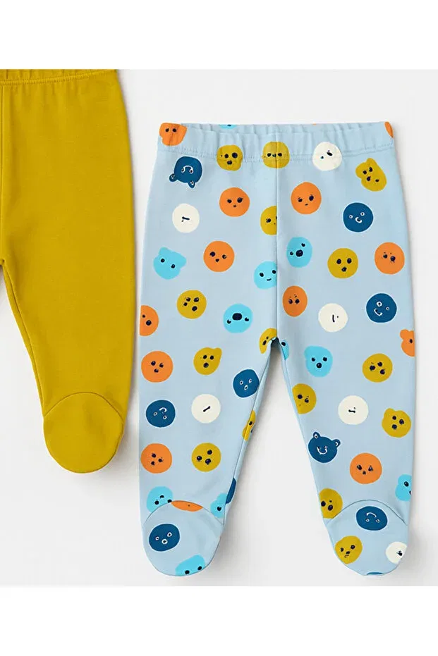 Детские брюки для девочек с принтом 2-Piece booties trousers For My Baby, Blue — фото 2