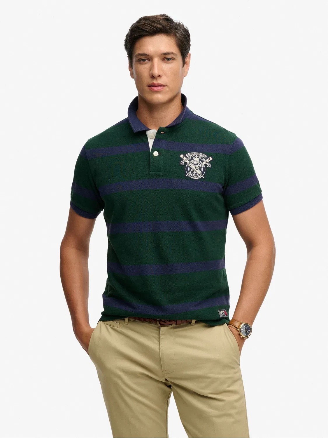 Поло Superdry Crest Stripe, синий — фото 3