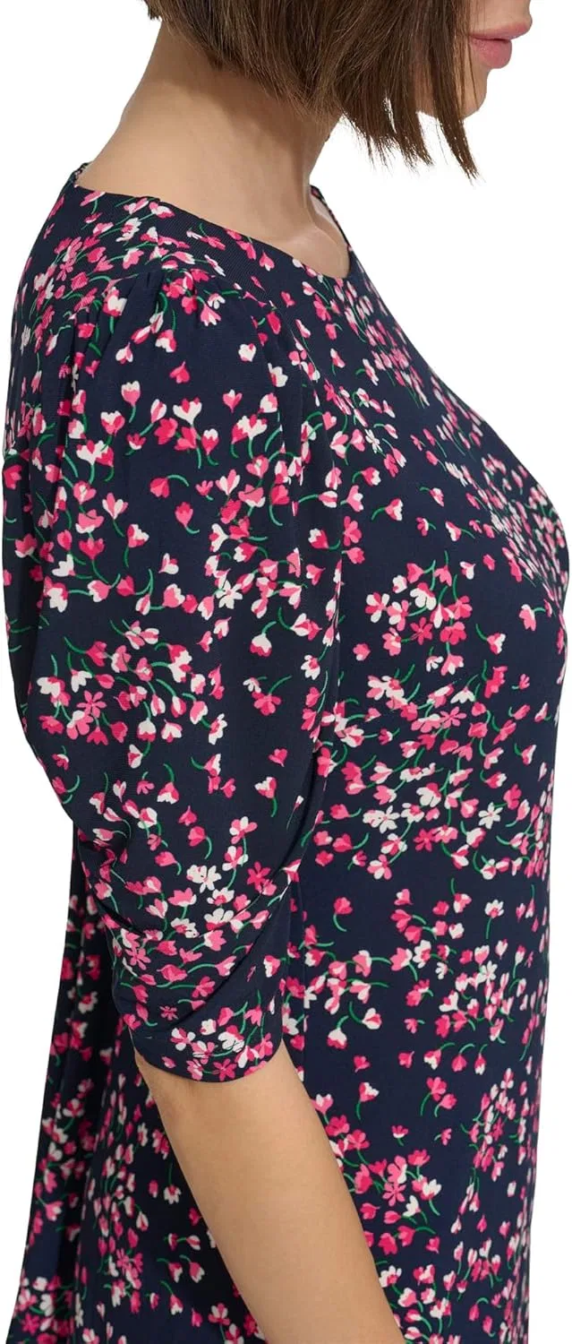 Женское платье-футляр с рукавом-фонарик Tommy Hilfiger, Sky Captain/Hot Pink — фото 4