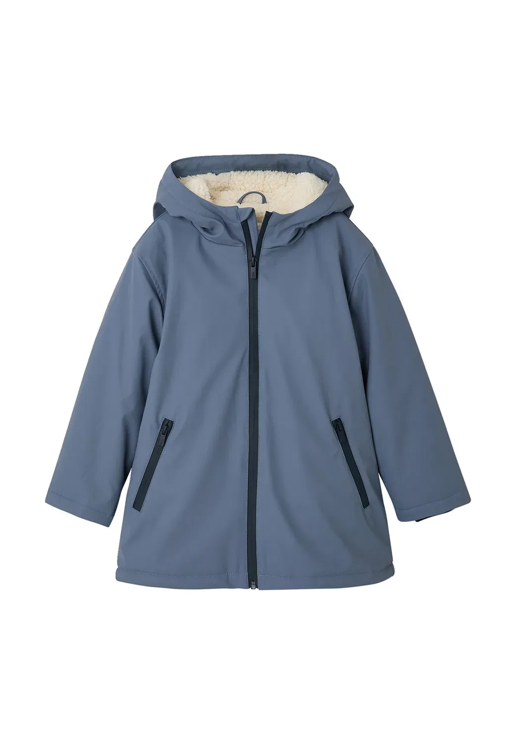 Jungen regenjacke mit kapuze & teddyfleece-futter - парка Vertbaudet, Graublau