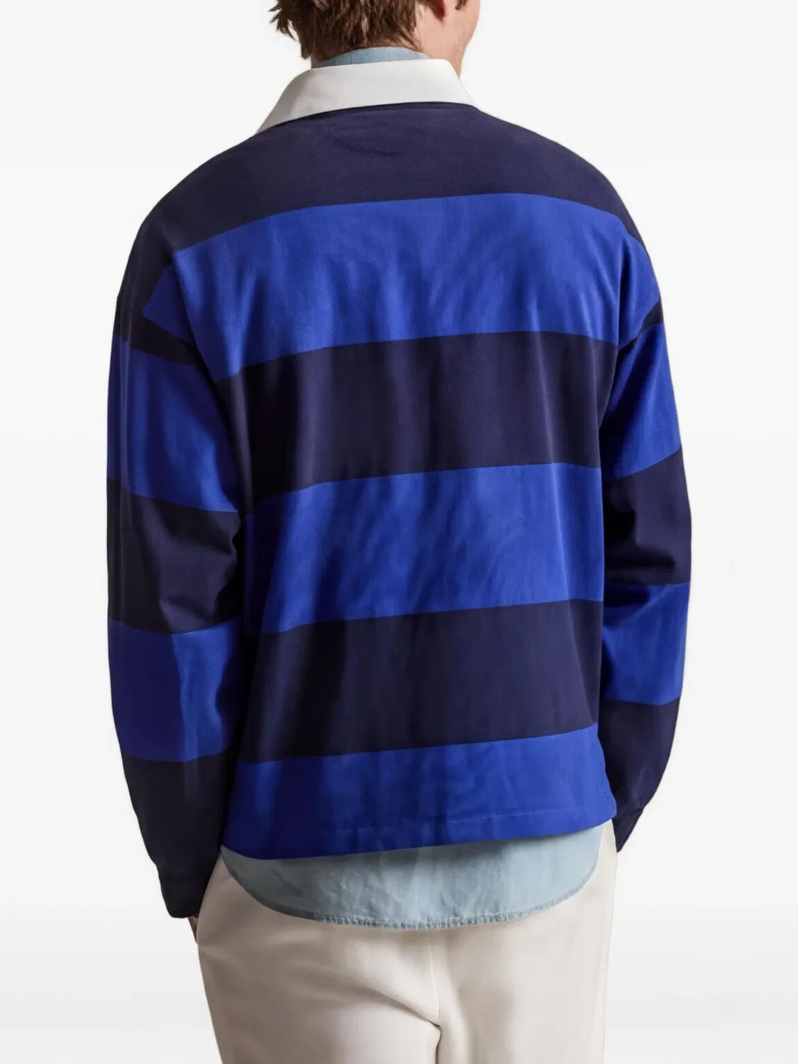 Полосатая рубашка поло с длинными рукавами Polo Ralph Lauren, синий — фото 2