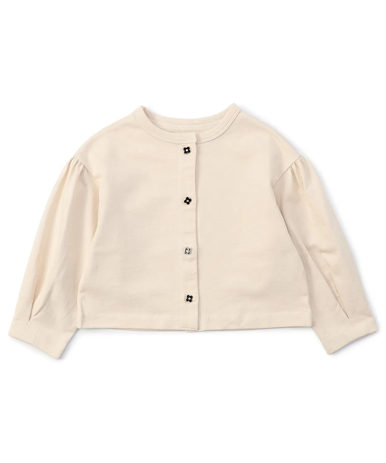 Детский кардиган с цветочными пуговицами, короткий, модель Flower Button Short Cardigan, apres les cours, Ivory — фото 2