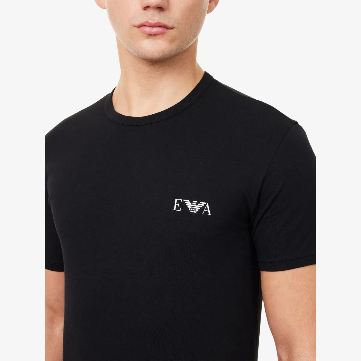 Комплект из двух хлопковых футболок с логотипом бренда Emporio Armani, черный — фото 4