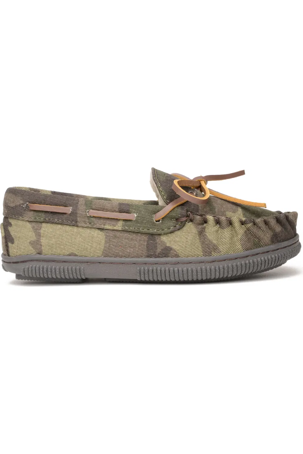 Детские тапочки слипоны на пенке с начесом Minnetonka, Green Camo Print — фото 2