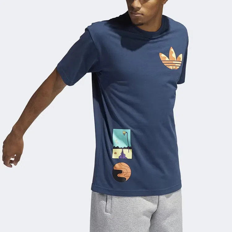 Футболка с принтом Adidas Originals Surreal Summer, синий — фото 3