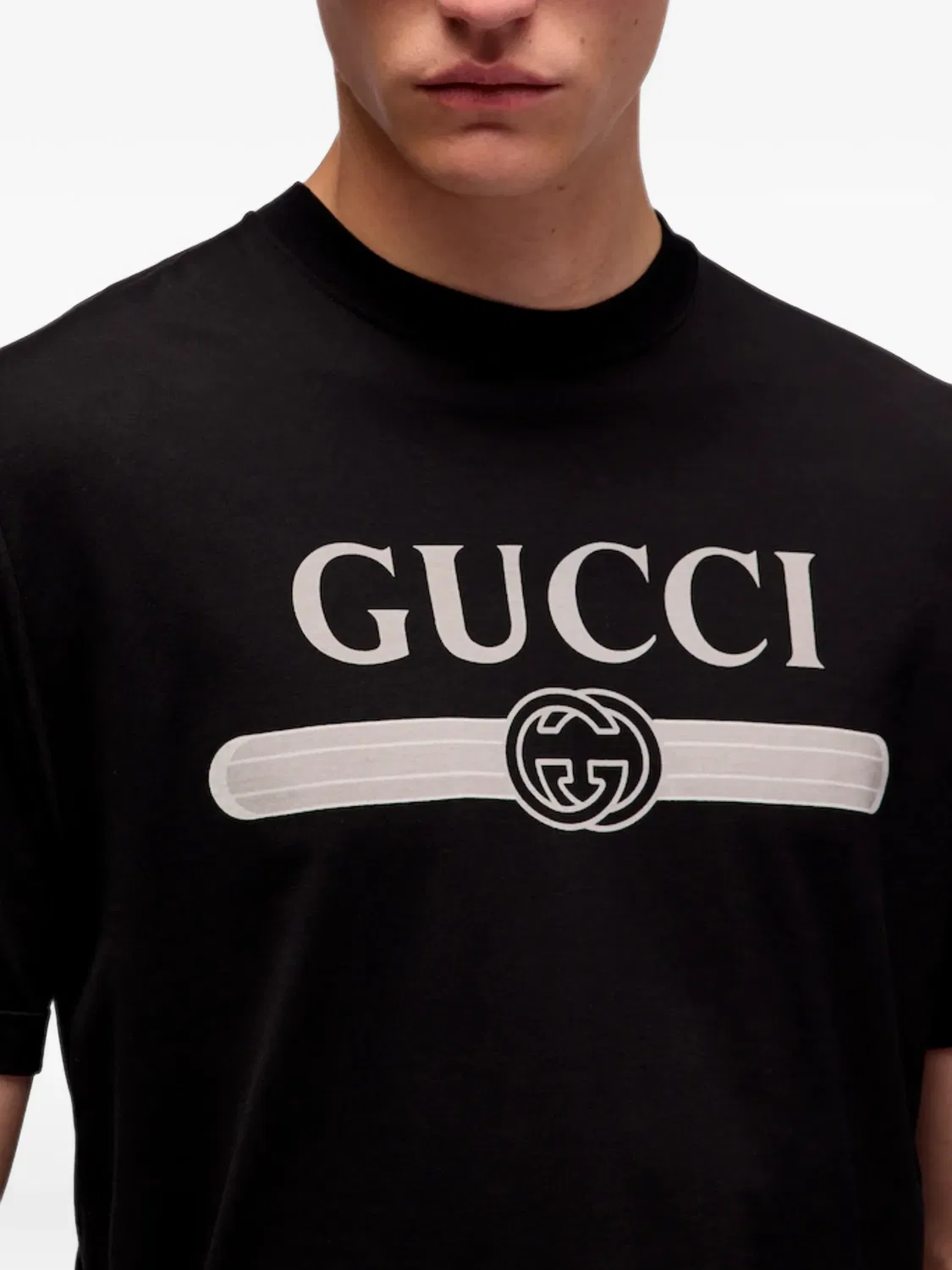 Хлопковая футболка черная Gucci, черный — фото 2