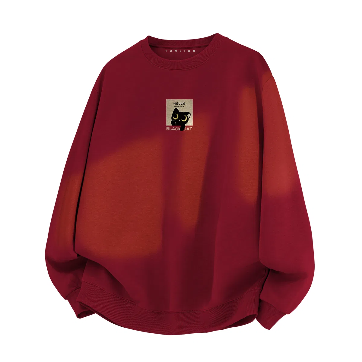 Детский свитшот с принтом кота Tonlion, Цвет 330G Heavy Wine Red
