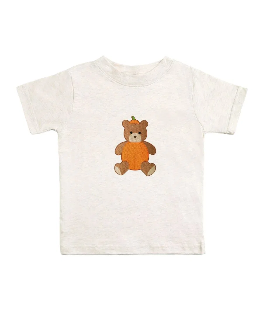 Футболка детская с коротким рукавом Pumpkin Teddy Bear Patch Sweet Wink, Natural Heather