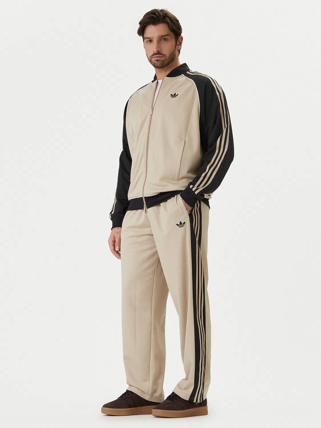 Мужские спортивные брюки свободного кроя Adidas, бежевый — фото 2