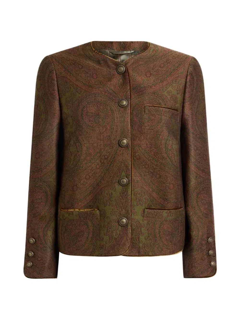 Жаккардовый жакет с узором пейсли Etro, коричневый