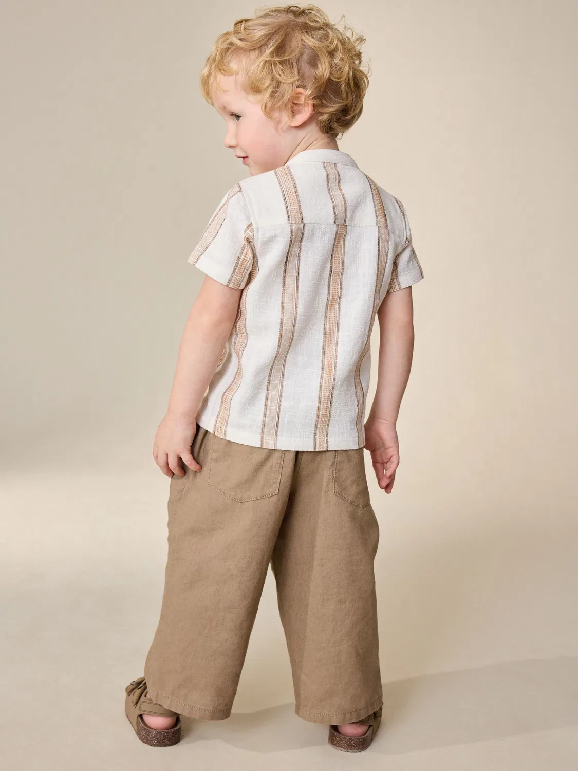 Брюки широкие, льняная смесь, Pull on Trousers Next, светло-коричневый — фото 3