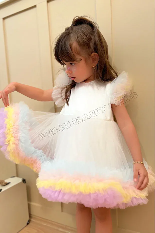 Детское платье для девочек с расклешенной юбкой Alice Penu Baby Kids, White — фото 4
