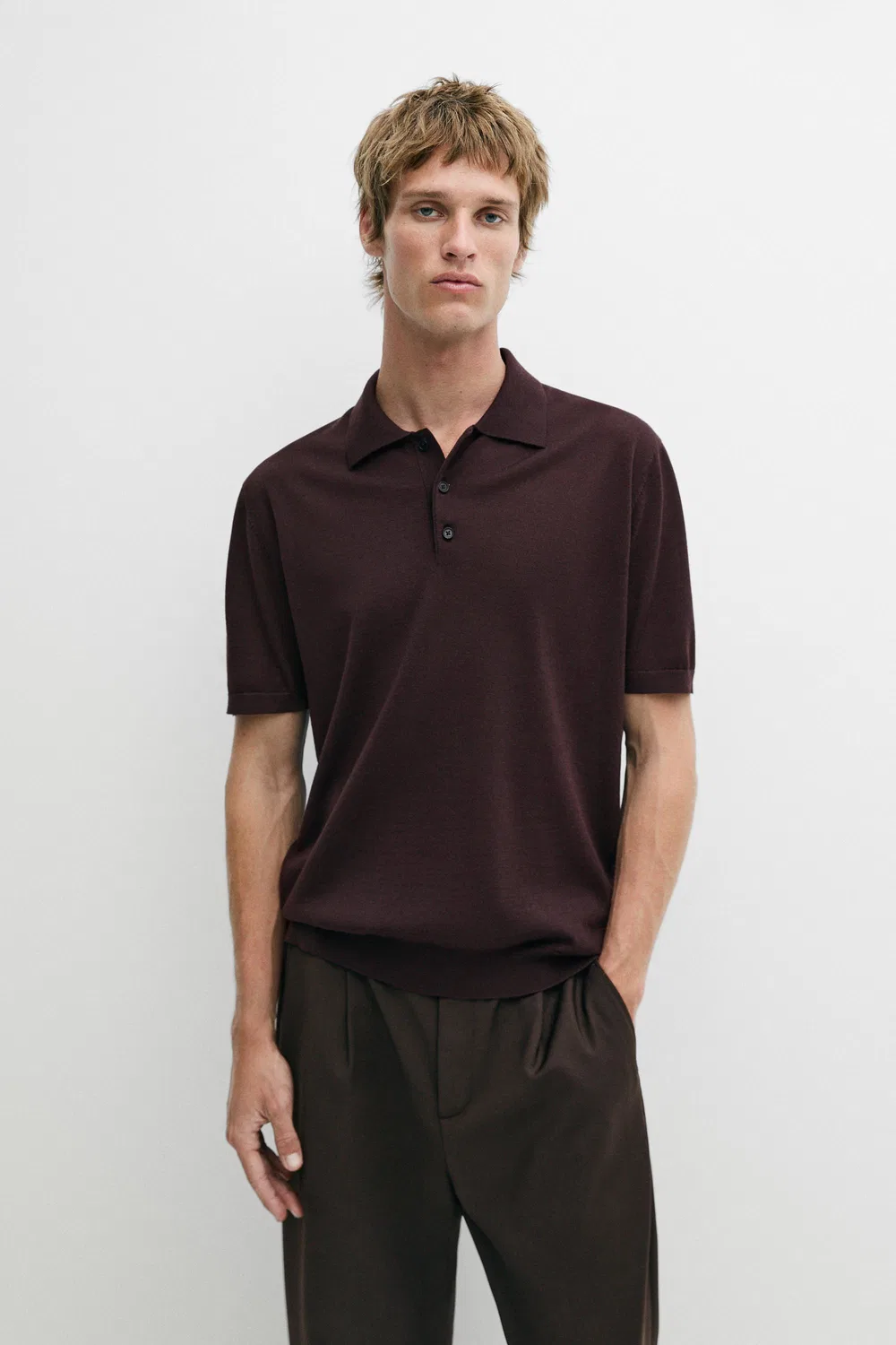 Поло Massimo Dutti, шерстяная смесь, бургундия — фото 2