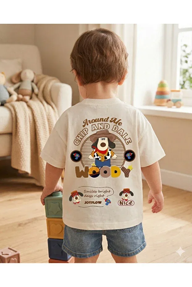 Детская футболка с принтом Cowboy Themed Printed Babytex, Ecru — фото 3