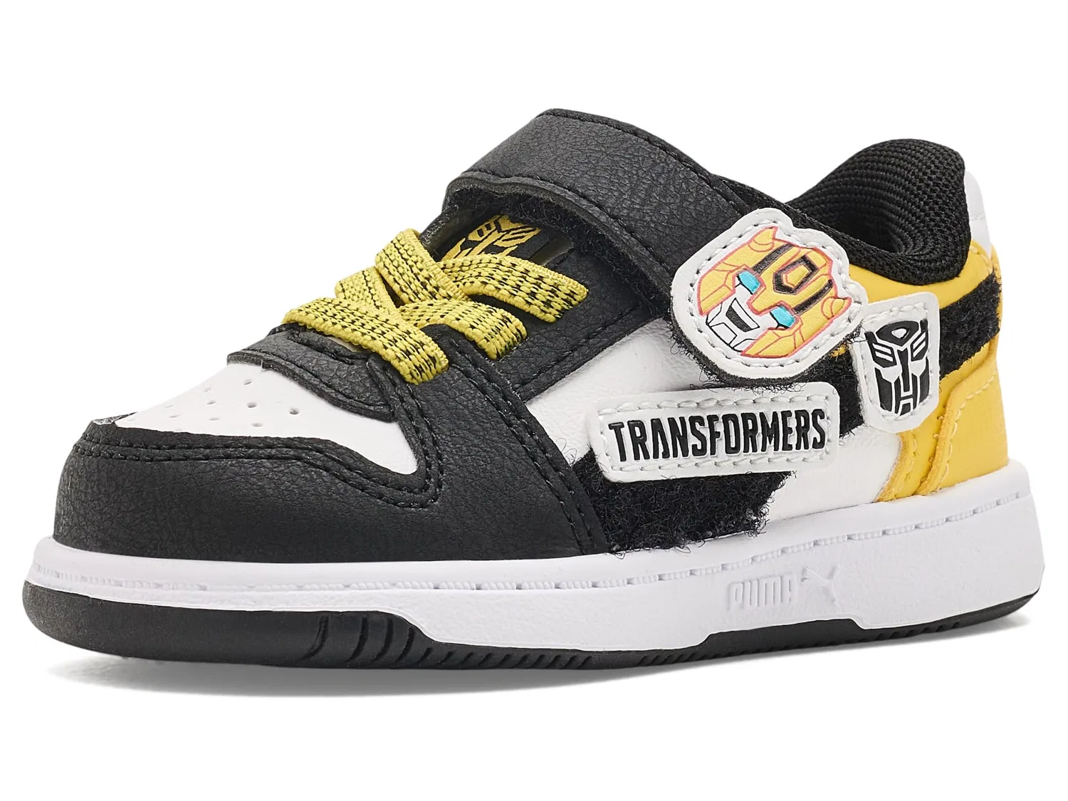 Детские кроссовки Rebound Slam Lo Transformers с альтернативной застежкой (для малышей) Puma Kids, PUMA White/PUMA Black/Bright Mango Yellow — фото 2