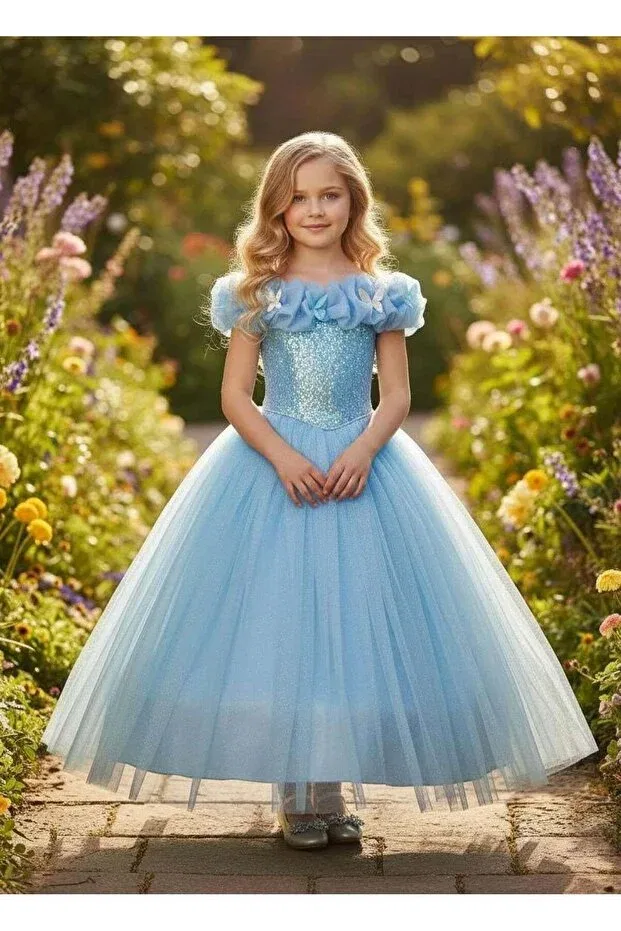 Детское платье для девочек с принтом Basics Moona Kids, Blue