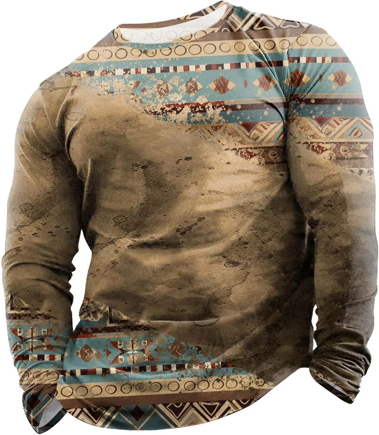 Мужская футболка с западным принтом Retro Cowboy, Khaki