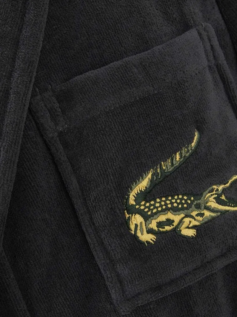 Банный халат LACOSTE LRENE, черный, 100% органический хлопок — фото 4