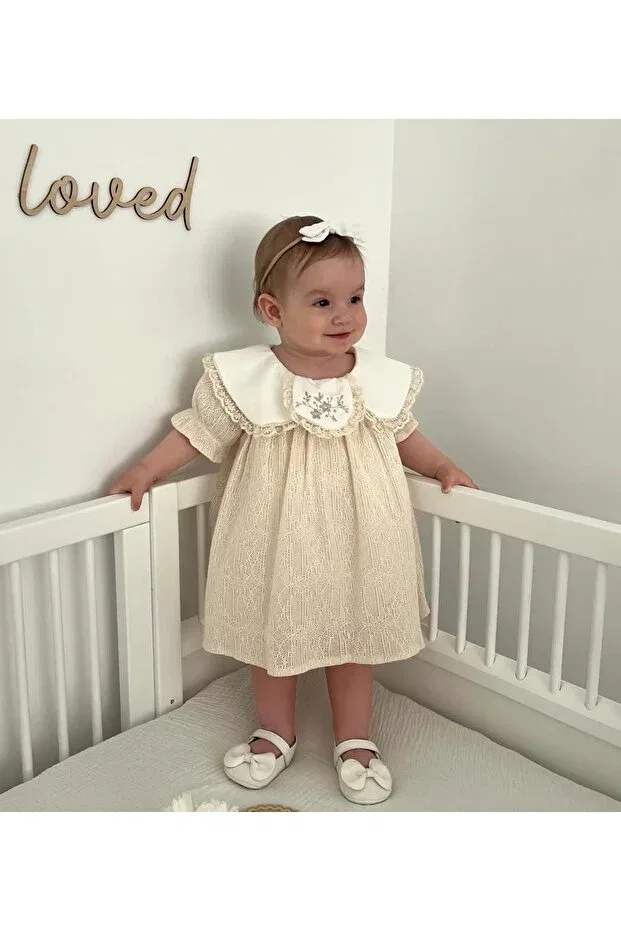 Детское платье для девочек хлопковое Noy Noy, Beige