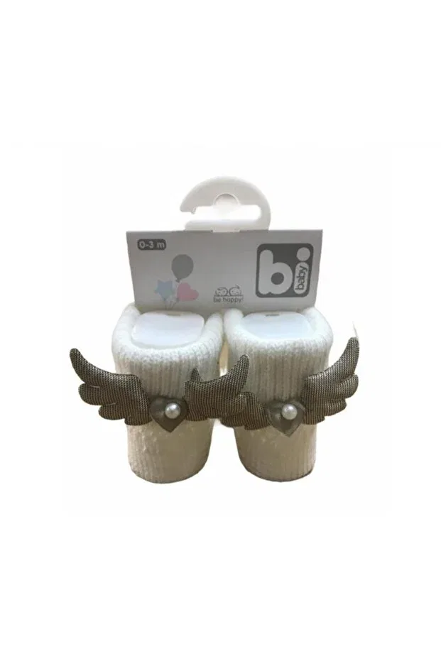 Детские носки для девочек с принтом Angel Wings Bibaby, Ecru