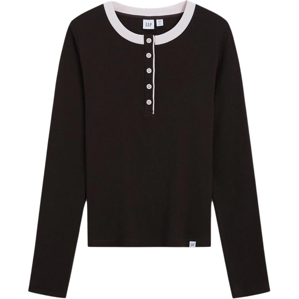 Женская футболка с воротником-стойкой GAP, Dark Brown