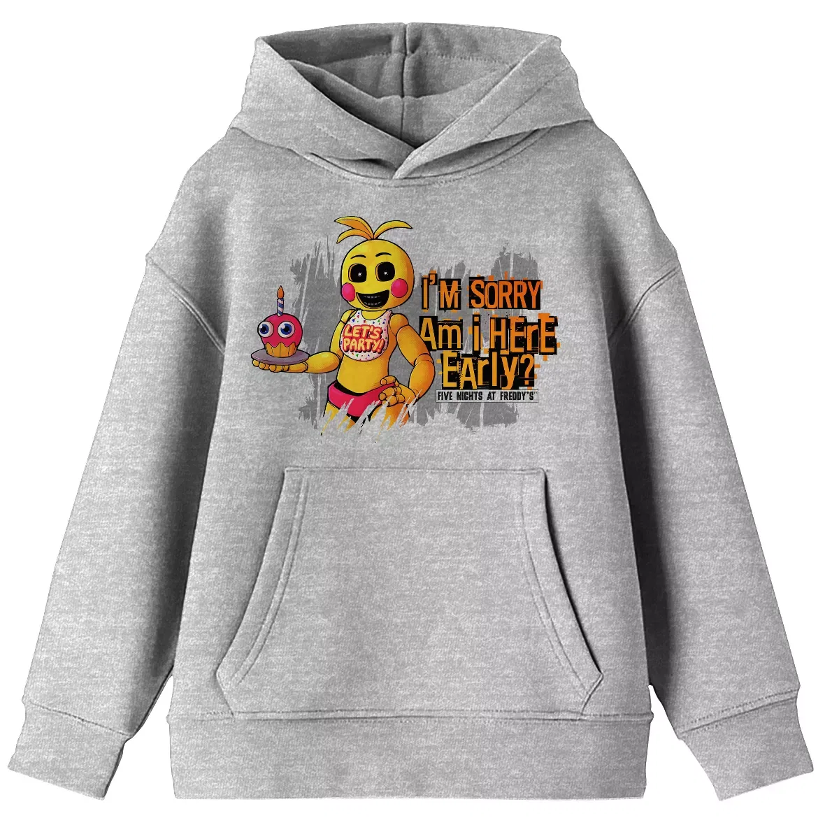 Детский худи с принтом Five Nights at Freddy's Chica Let's Go Somewhere Private So I Can Eat You, Heather Gray
