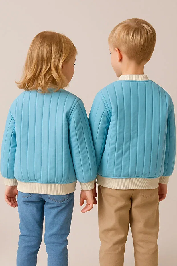Стеганая куртка унисекс на кнопках, синяя Motebarn Wear — фото 3