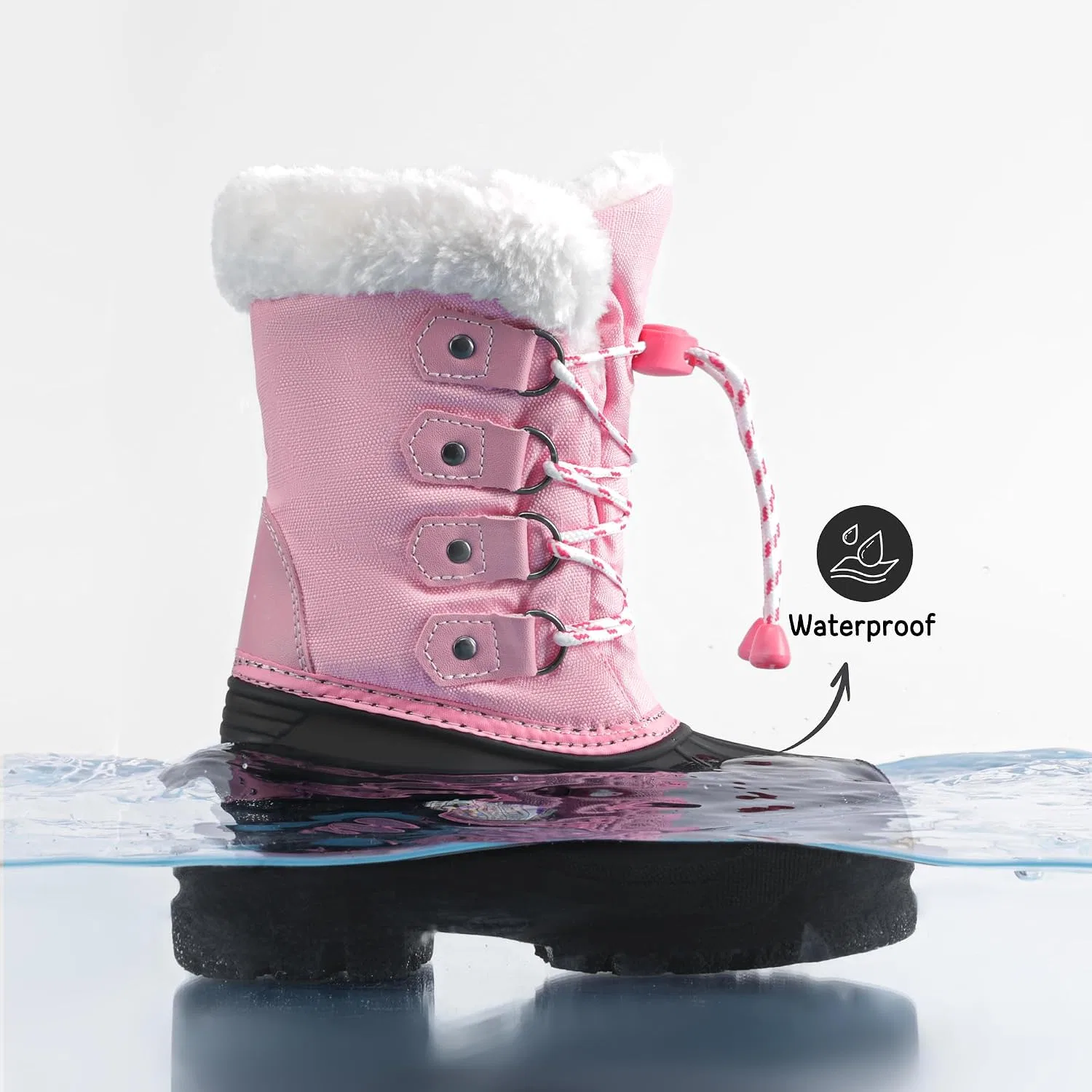 Детские зимние водонепроницаемые снежные ботинки DREAM PAIRS, Grey/Pink — фото 2