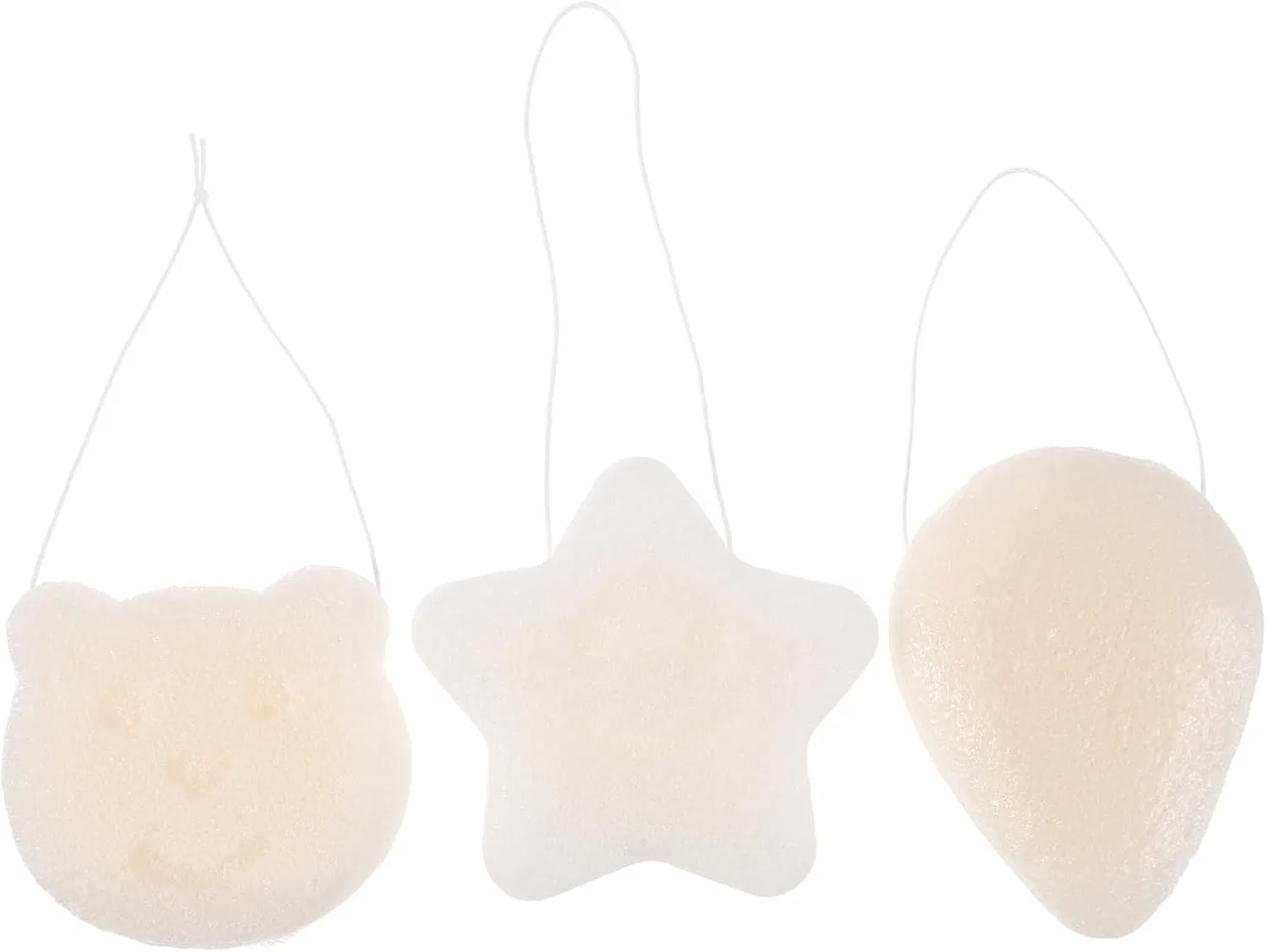 Спонж для лица Konjac, 3 шт, VINTORKY, 12 г, Белый
