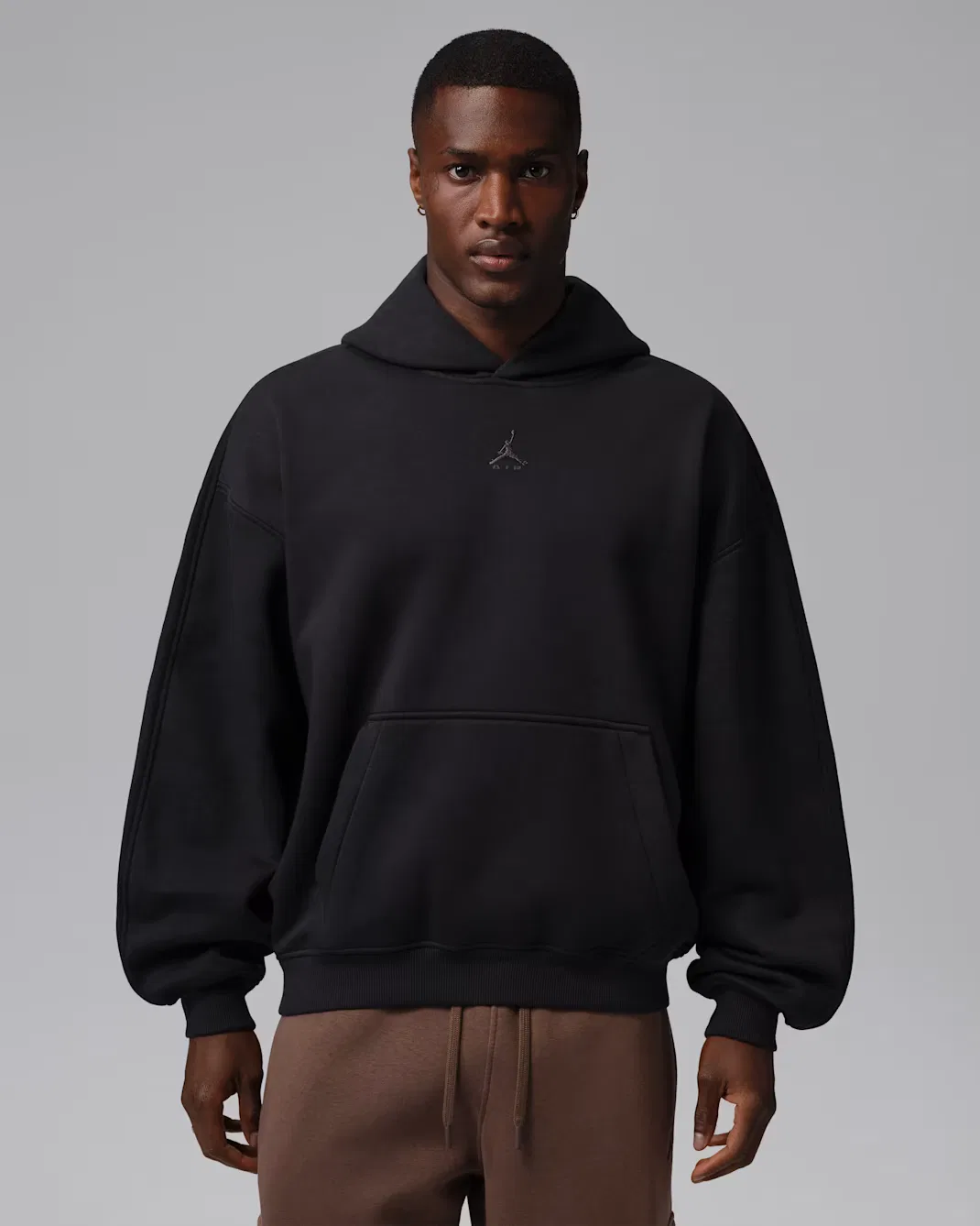 Мужская флисовая толстовка с капюшоном оверсайз Jordan Brooklyn, Black/Black/Dark Smoke Grey