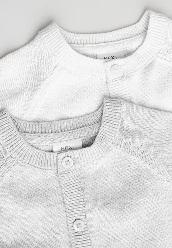 Кардиган из хлопка Regular fit - 2 pack Next, серый, белый — фото 4