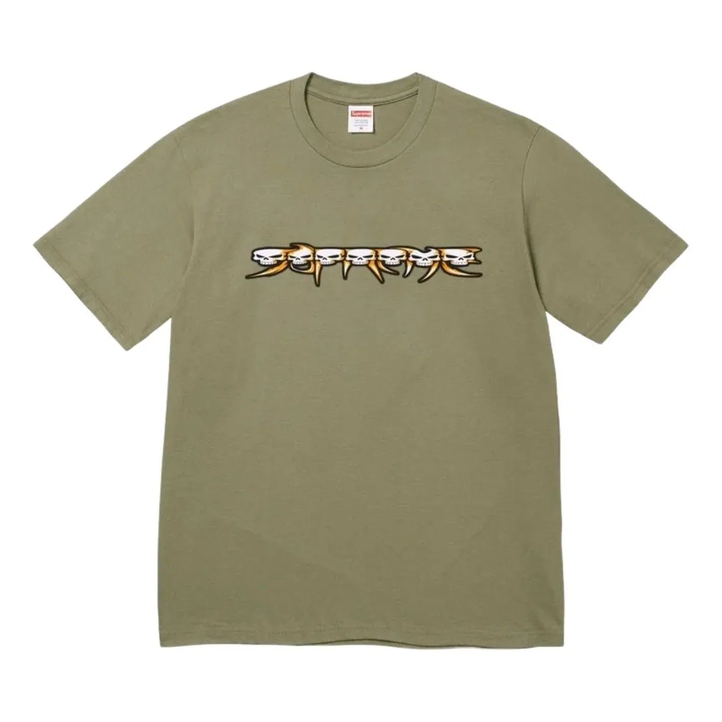 Мужская футболка FW26 Skulls Spellout T-Shirt 'Light Olive' Supreme, Light Olive