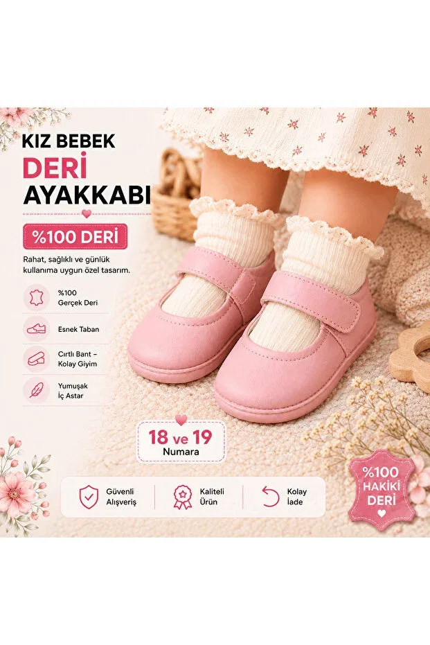 Детские пинетки из натуральной кожи My Baby Kumsal, Pink