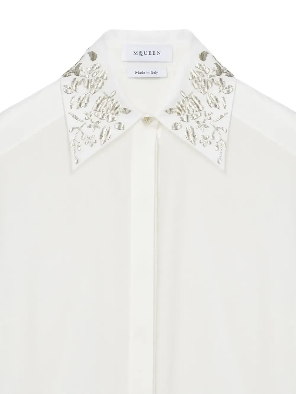 Рубашка с цветочной вышивкой цвета слоновой кости Alexander Mcqueen — фото 2