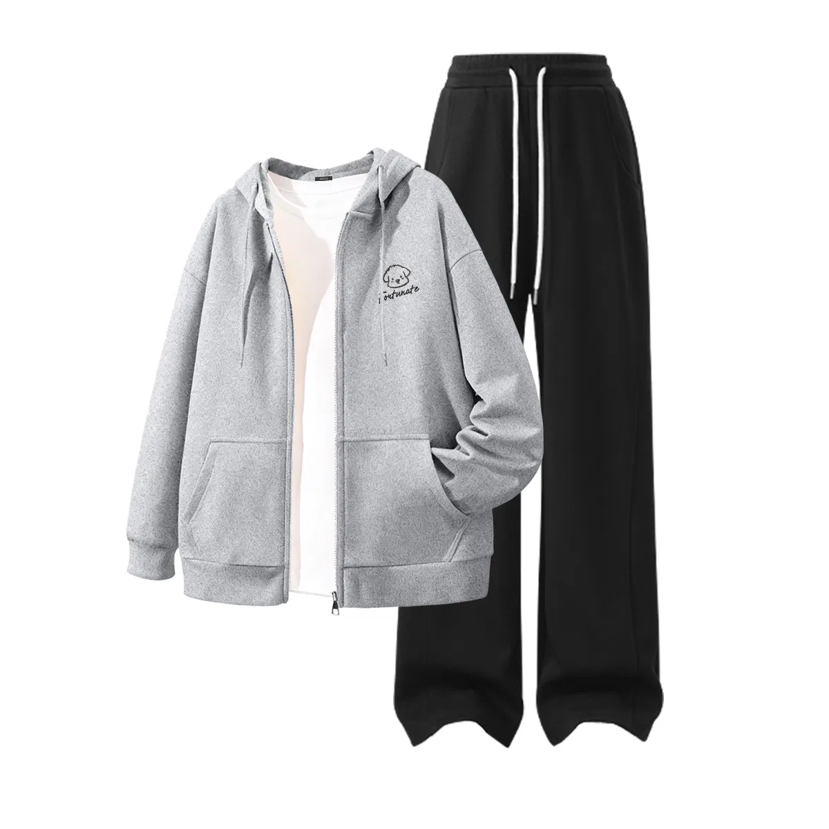 Детский комплект из худи и брюк с капюшоном MINISO, Heather Gray