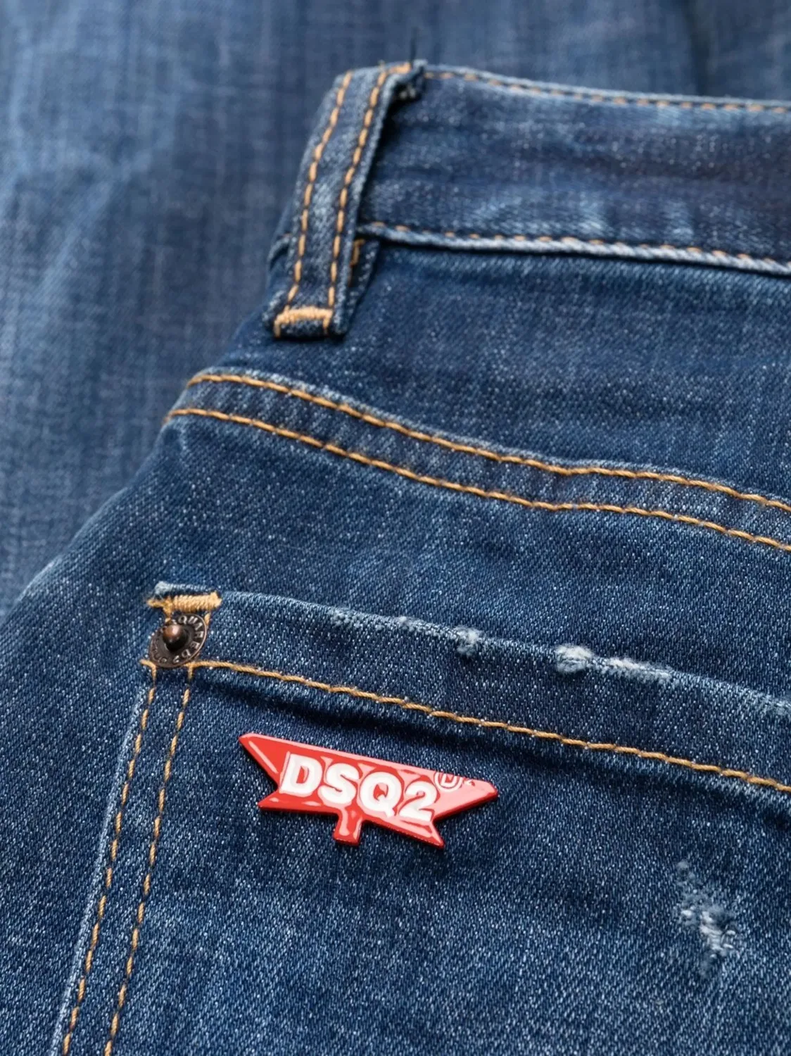 Укороченные джинсы с рваным эффектом DSQUARED2, синий — фото 2