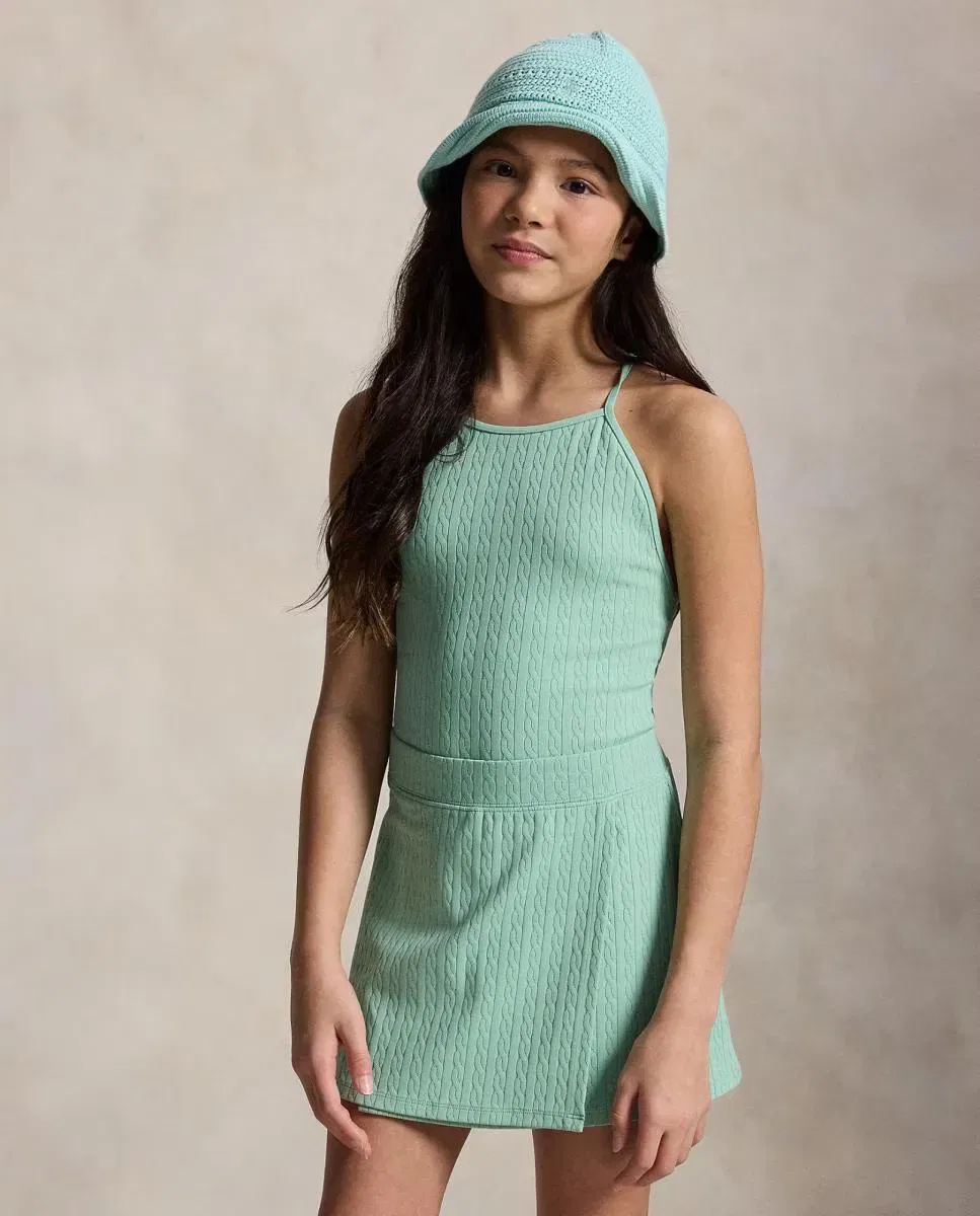 Детский купальник для девочек с принтом Caballo Polo Ralph Lauren, Verde Anticuario — фото 2