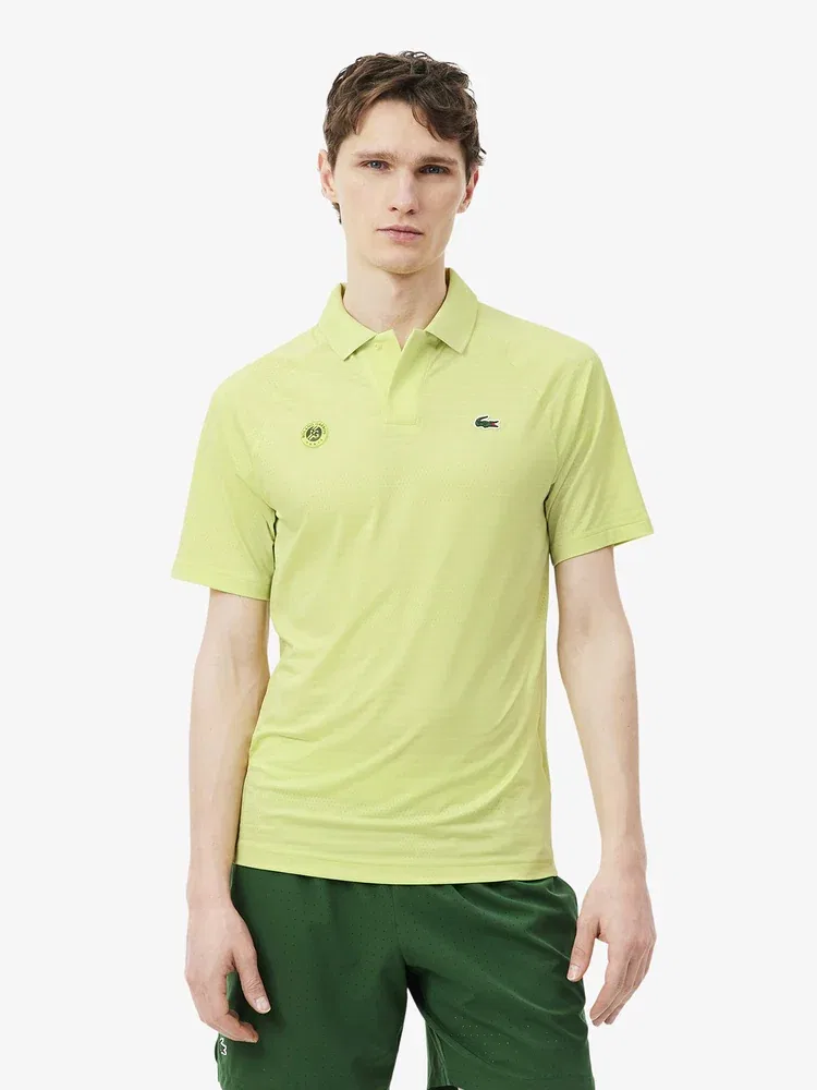Футболка поло с контрастным воротником, модель Roland Garros AOP LACOSTE, Apple Green