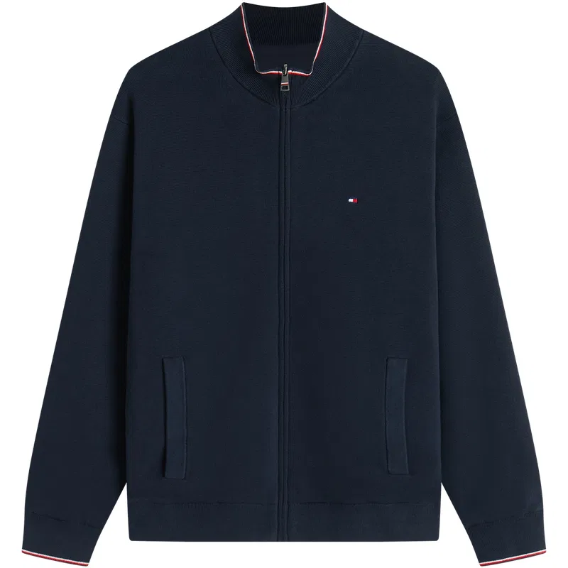 Мужской кардиган с воротником-стойкой Knitwear Men's Stand Collar Moderate Cardigan Tommy Hilfiger