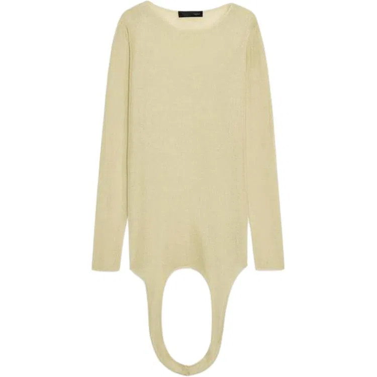 Женский свитер с круглым вырезом Bright Ginger Yellow ZARA, Ярко-имбирно-желтый — фото 3