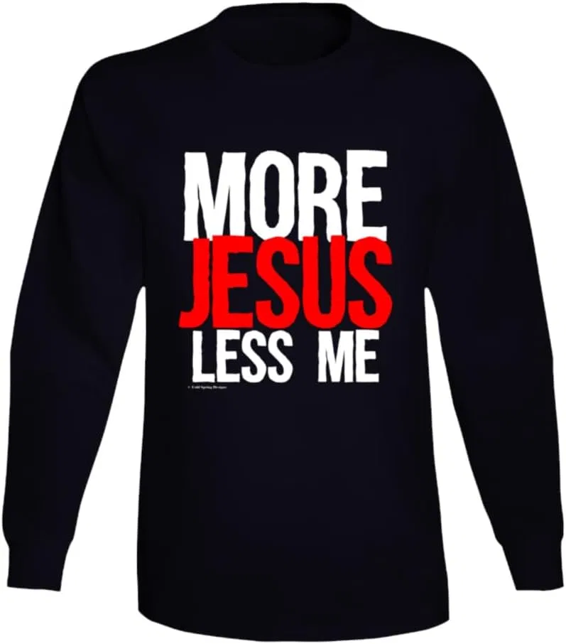 Мужская футболка с длинным рукавом с надписью More Jesus Less Me, Black